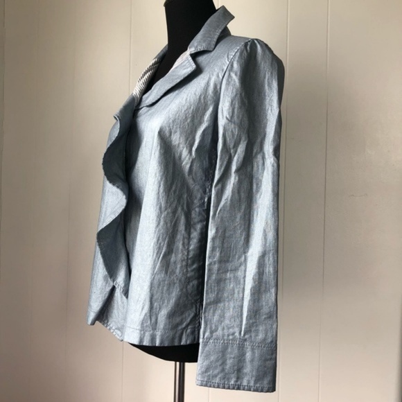 Armani Collezioni Blue Ruffled Trim Blazer - Picture 5 of 6